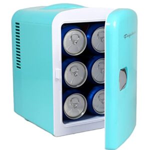 Frigidaire BLUE EFMIS149_AMZ Mini Portable Compact Personal Cooler Fridge, 4 Liter Capacity Chills Six 12 oz Cans, 100% Freon-Free & Eco Friendly, Includes Plugs for Home Outlet, standard