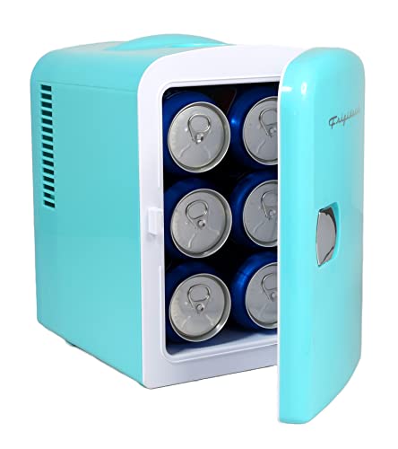 Frigidaire BLUE EFMIS149_AMZ Mini Portable Compact Personal Cooler Fridge, 4 Liter Capacity Chills Six 12 oz Cans, 100% Freon-Free & Eco Friendly, Includes Plugs for Home Outlet, standard