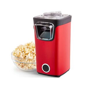 dash turbo pop popcorn maker with measuring cup to portion popping corn kernels + melt butter, 8 cup popcorn machine – red