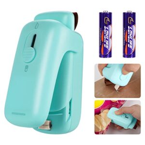 mini bag sealer, kenossion chip bag sealer – bag sealer heat seal with cutter & magnet, portable mini sealing machine to reseal plastic bags & keep snacks fresh (2xaa batteries included)