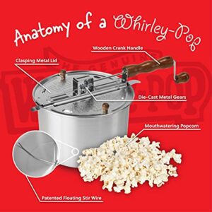 Original Whirley-Pop Popcorn Popper Kit - Metal Gear - Red - 1 Real Theater All Inclusive Popping Kit