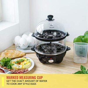 BELLA Double Tier Egg Cooker, Boiler, Rapid Maker & Poacher, Meal Prep for Week, Family Sized Meals: Up To 12 Large Boiled Eggs, Dishwasher Safe, Poaching and Omelet Trays Included, One, Black