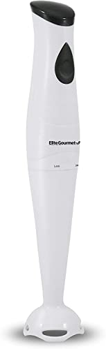 Elite Gourmet EHT-2425X Electric Immersion, Mixer, Chopper, 1-Touch Control Hand Blender, 150 Watts, White