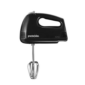proctor silex easy mix 5-speed electric hand mixer with bowl rest, compact and lightweight, black