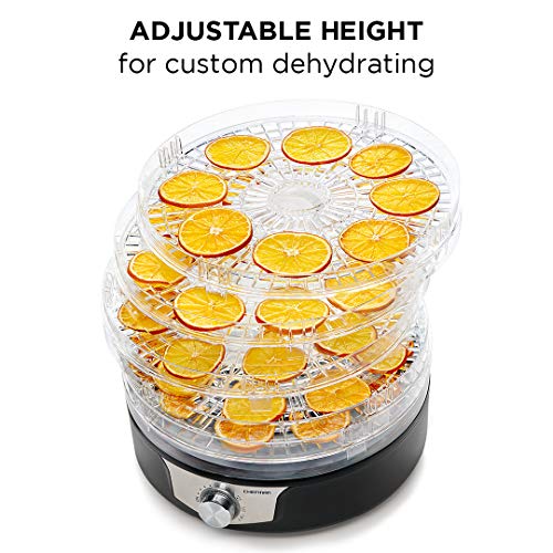 Chefman 5-Tray Food Dehydrator, 11.4-Inch Transparent Trays, Adjustable Temperature Control, Easily Create Dried Snacks For The Family, Prepare Fruits, Jerky, Vegetables, Meats, & Herbs