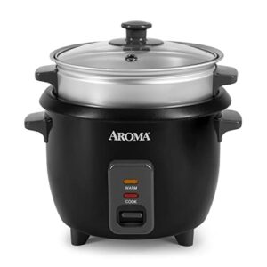 aroma housewares arc-363-1ngb 3 uncooked/6 cups cooked rice cooker, steamer, multicooker, 2-6 cups, black