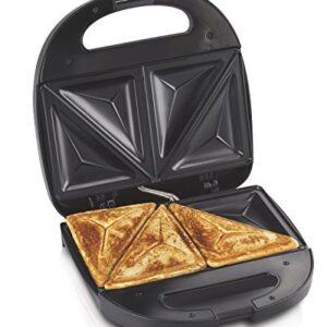 Hamilton Beach Electric Sandwich Maker Toaster with Nonstick Plates Makes Omelets and Grilled Cheese, 4 Inch, Easy to Store, Black (25430)