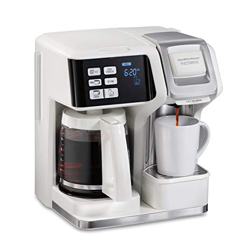 Hamilton Beach FlexBrew Trio 2-Way Coffee Maker, Compatible with K-Cup Pods or Grounds, Combo, Single Serve & Full 12c Pot, White