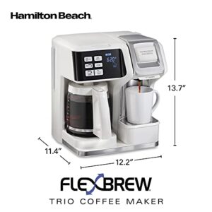 Hamilton Beach FlexBrew Trio 2-Way Coffee Maker, Compatible with K-Cup Pods or Grounds, Combo, Single Serve & Full 12c Pot, White