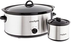 crockpot large 8 quart slow cooker with mini 16 ounce food warmer, stainless steel