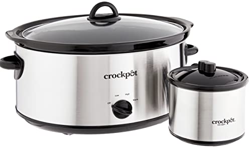 Crockpot Large 8 Quart Slow Cooker with Mini 16 Ounce Food Warmer, Stainless Steel