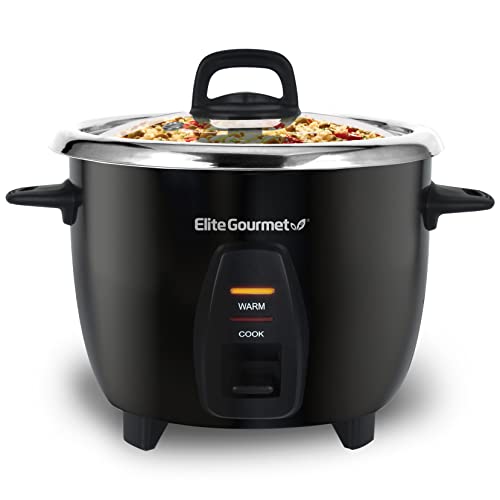 Elite Gourmet ERC2010B Electric Rice Cooker with Stainless Steel Inner Pot Makes Soups, Stews, Porridge's, Grains and Cereals, 10 cups cooked (5 Cups uncooked), Black