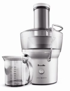 breville juice fountain compact juicer, silver, bje200xl
