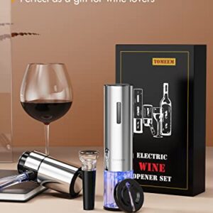 Electric Wine Opener Set, Tomeem Wine Gift Set with Rechargeable Wine Opener, Electric Wine Aerator, Vacuum Stoppers and Foil Cutter, 4-in-1 Electric Wine Bottle Opener for Home Party Bar Outdoor