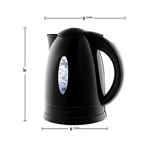 Ovente KP72B Electric Kettle, Illuminated, Black, 1.7L,