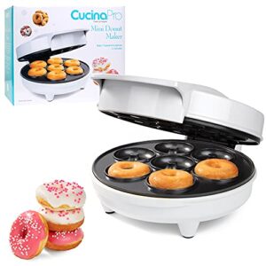 cucinapro mini donut maker – electric non-stick surface makes 7 small doughnuts, decorate or ice your own for kid friendly dessert or snack – the unique gift or baking activity for kids & adults