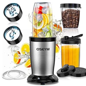 oseym blender, upgrade 19-piece bullet blender for shakes and smoothies, 900w personal blender with 2*17 oz & 10 oz to-go cups, coffee grinder, easy to clean