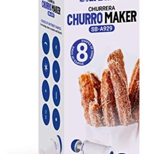 Churrera Churro Maker by StarBlue with FREE Recipe e-Book - Easy tool for Deep Fry churro in 8 difference shapes