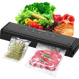 vacuum sealer machine, automatic vacuum sealer for food storage and sous vide, dry and moist food modes, compact design 15 inch with 10pcs vacuum sealer bags starter kit, black