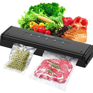 Vacuum Sealer Machine, Automatic Vacuum Sealer for Food Storage and Sous Vide, Dry and Moist Food Modes, Compact Design 15 Inch with 10Pcs Vacuum Sealer Bags Starter Kit, Black