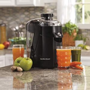 Hamilton Beach HealthSmart Juicer Machine, Compact Centrifugal Extractor, 2.4” Feed Chute for Fruits and Vegetables, Easy to Clean, BPA Free, 400W, Black