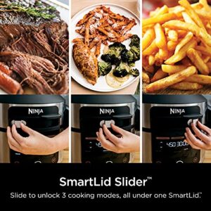 Ninja OL501 Foodi 6.5 Qt. 14-in-1 Pressure Cooker Steam Fryer with SmartLid, that Air Fries, Proofs & More, with 2-Layer Capacity, 4.6 Qt. Crisp Plate & 25 Recipes, Silver/Black