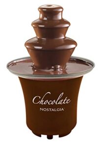 nostalgia electric chocolate fondue fountain, 8-ounce, 3-tier set, fountain machine for cheese, melting chocolate, liqueurs, brown