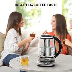 Smart Electric Kettle with Temperature Control, 5 Presets Electric Tea Kettle with Removable Infuser, 2 Hours keep Warm with Auto Shut off, 1.7L, Glass and Stainless Steel, BPA Free