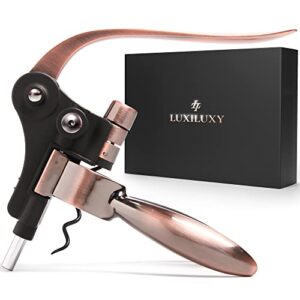wine bottle opener corkscrew set – luxiluxy [2023 upgraded, does not break!] including foil cutter, bottle stopper, opener stand and extra spiral – corkscrews wine opener set- wine opener kit