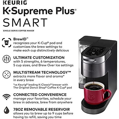 Keurig K-Supreme Plus SMART Coffee Maker, Single Serve K-Cup Pod Coffee Brewer, BREWID and MultiStream Technology, 78 Oz