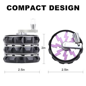 2.5" Hand Crank Aluminium Grinder with Clear Top, Black and Purple, Best Gift