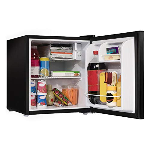 Willz WLR17BK Compact Refrigerator, 1.7 Cu.Ft Single Door Fridge, Adjustable Mechanical Thermostat with Chiller, 1 Coated Wire Slide-Out Shelf, 1 Power Cord, Black