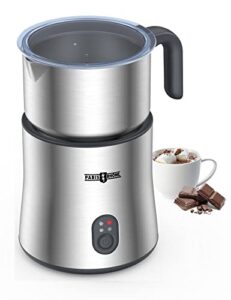 paris rhône milk frother and steamer, 4 in 1 detachable milk warmer, 500ml hot chocolate maker and electric milk heater, food grade stainless steel, hot/cold foam maker, dishwasher safe