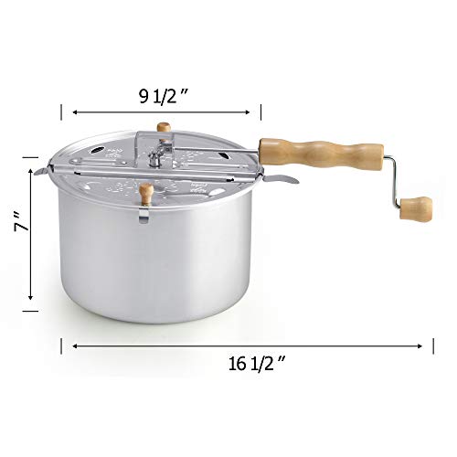 Cook N Home 02626 6 Quart Aluminium Stovetop Popcorn Popper Silver