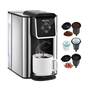 mecity coffee maker 3-in-1 single serve coffee machine, for k-cup coffee capsule pod, ground coffee brewer, loose tea maker, 6 to 10 ounce cup, removable 50 oz water reservoir, 120v 1150w