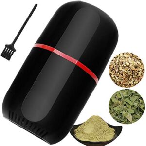 herb grinder electric, turimon large herbal/coffee grinders / mill / crusher for spice and herbs with cleaning brush – black – 4.2 oz capacity