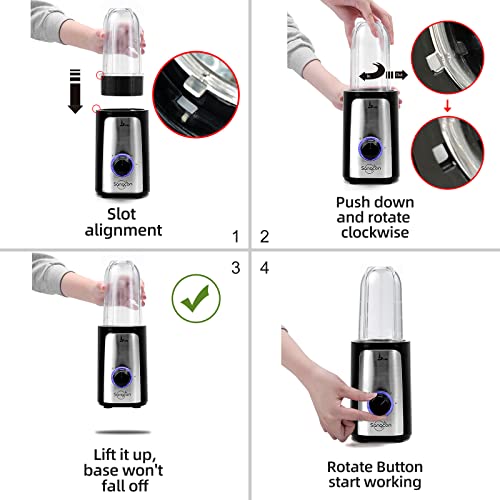 Sangcon 5 in 1 Blender and Food Processor Combo for Kitchen, Small Electric Food Chopper for Meat and Vegetable, 350W High Speed Blenders with 2 Speeds and Pulse for Smoothies and Shakes