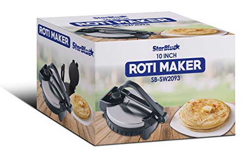 10inch Roti Maker by StarBlue with FREE Roti Warmer - The automatic Stainless Steel Non-Stick Electric machine to make Indian style Chapati, Tortilla, Roti AC 110V 50/60Hz 1200W