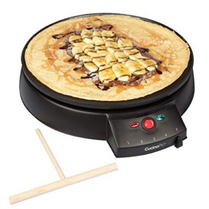 12" Griddle & Crepe Maker, Non-Stick Electric Crepe Pan w Batter Spreader & Recipe Guide- Dual Use for Blintzes Eggs Pancakes, Portable, Adjustable Temperature Settings- Easter Morning Breakfast, Gift