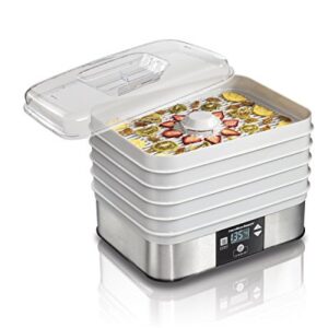 Hamilton Beach Digital Food Dehydrator for Fruit and Jerky, Vegetables and More, 5 Trays, Adjustable Temperature, 48 Hour Timer + Auto Shutoff, Grey (32100A)