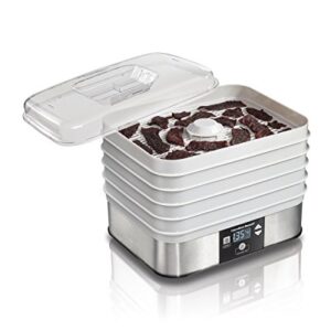 Hamilton Beach Digital Food Dehydrator for Fruit and Jerky, Vegetables and More, 5 Trays, Adjustable Temperature, 48 Hour Timer + Auto Shutoff, Grey (32100A)