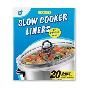 20 counts slow cooker liners and cooking bags, extra large size fits 6-10qt pot, 14″x 22″, bpa free, suitable for oval & round pot -1 pack