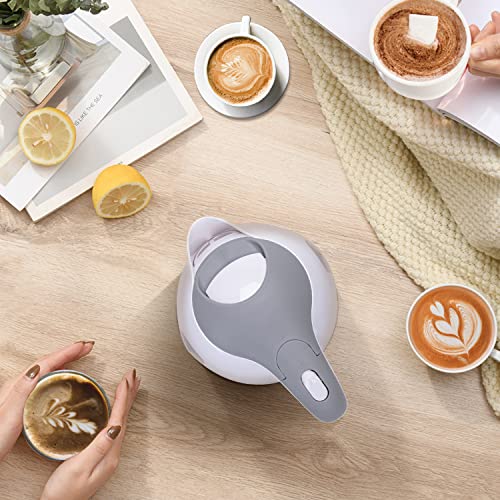 Electric Kettle Small, 1L Portable Electric Tea Kettle BPA-Free 1100W with Automatic Shut-Off and Boil Dry Protection, Travel Hot Water Kettle Electric Cordless for Making Coffee, Tea, White and Grey