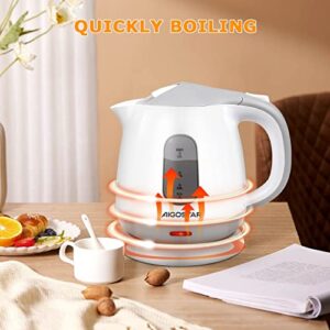 Electric Kettle Small, 1L Portable Electric Tea Kettle BPA-Free 1100W with Automatic Shut-Off and Boil Dry Protection, Travel Hot Water Kettle Electric Cordless for Making Coffee, Tea, White and Grey