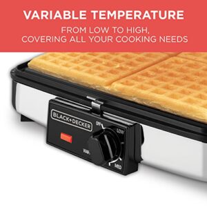 BLACK+DECKER 3-in-1 Waffle Maker with Nonstick Reversible Plates, Stainless Steel, G48TD