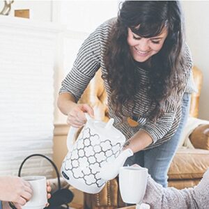 BELLA Electric Ceramic Tea Kettle, Boil Water Quickly and Easily, Detachable Swivel Base & Boil Dry Protection, Carefree Auto Shut Off, 1.2 L, Silver Tile Pattern