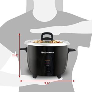 Elite Gourmet ERC2010B# Electric 10 Cup Rice Cooker with 304 Surgical Grade Stainless Steel Inner Pot Makes Soups, Stews, Grains, Cereals, Keep Warm Feature, 10 cups cooked (5 Cups uncooked), Black