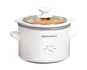 elite gourmet mst-250xw# electric slow cooker ceramic pot, with adjustable temp, entrees, sauces, soups, roasts, stews & dips, dishwasher safe (1.5 quart, white)