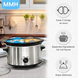 MMH Slow Cooker Divider Liner Fit for 6 QT Crockpot,Silicone Crock Pot Cooking Liners Insert for 6 Quart Pot | Reusable & Leakproof | BPA Free | Dishwasher Safe | Blue+Gray