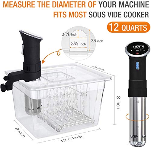HOMENOTE Sous Vide Container 12 Quart with Lid & Rack and Sleeve - BPA Free Complete Sous Vide Accessories Kit with Cookbook For Anova and Most Sous Vide Cookers